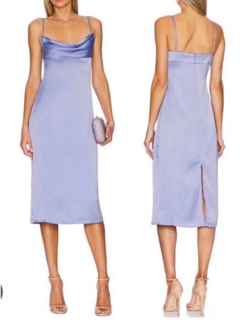 WeWoreWhat BLUE Satin Cowl Slip Midi Dress Original Price $89